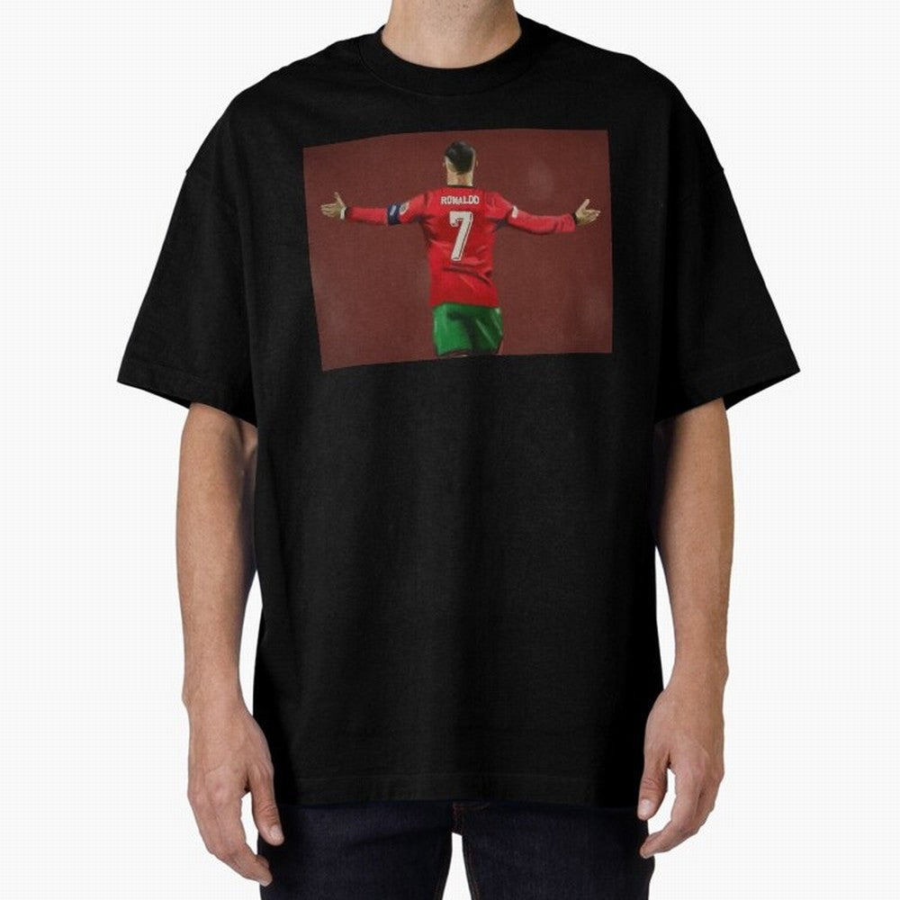 Cristiano Ronaldo portrait painting Oversized T-Shirt Bring World Football Passion into the FIFA World Cup 2026 Group Stage Journey through Mbappe Highlights, Portugal, Spain and Germany Pride, Game Day Rituals, Football Legends, Country Pride and
