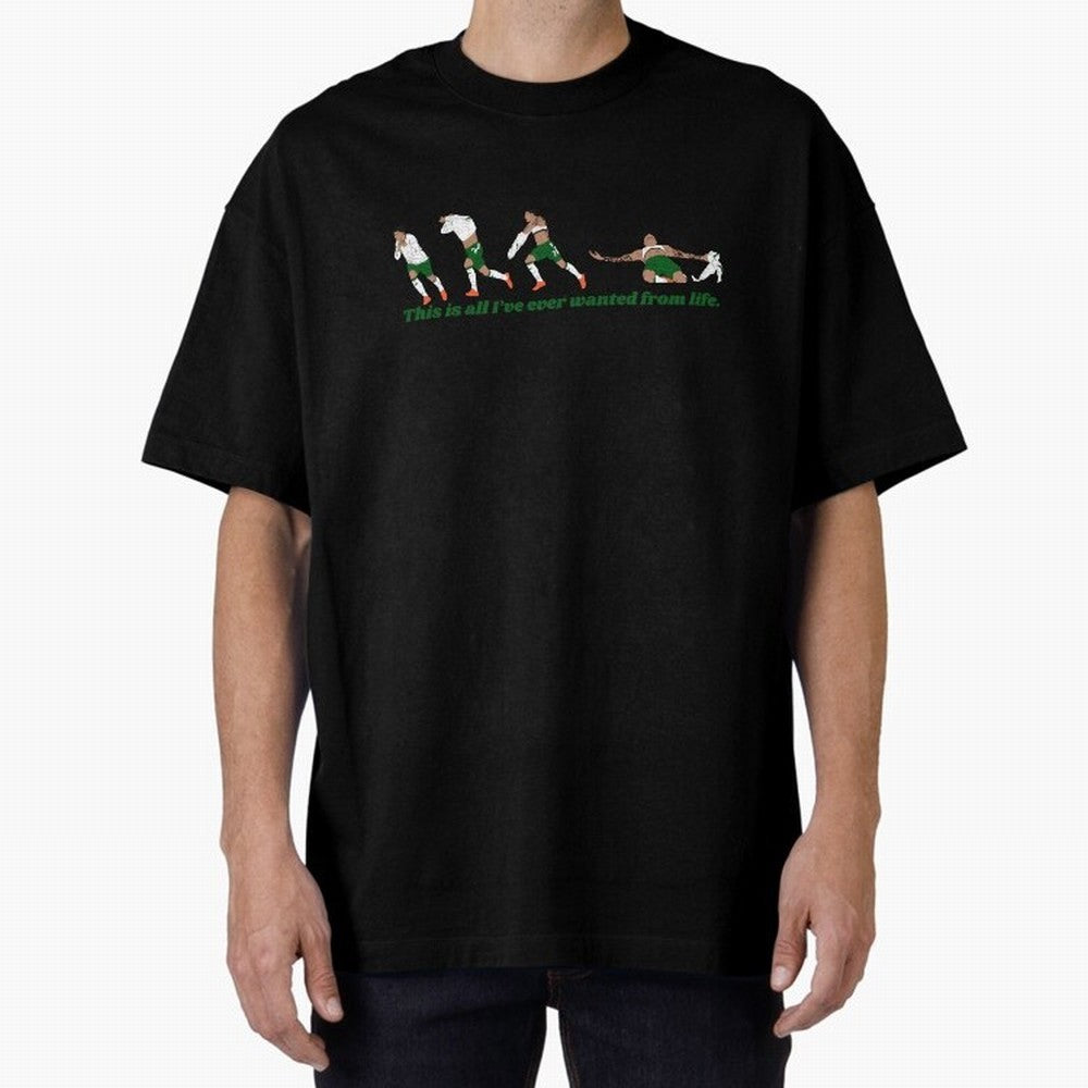 Troy Parrott Ireland Hat Trick Goal Celebration Minimalist Oversized T-Shirt Step into Global Football Passion for FIFA World Cup 2026 Group Stage, Built around Messi, CR7 and Mbappe, Brazil, Portugal and Argentina, Sports Nostalgia, International