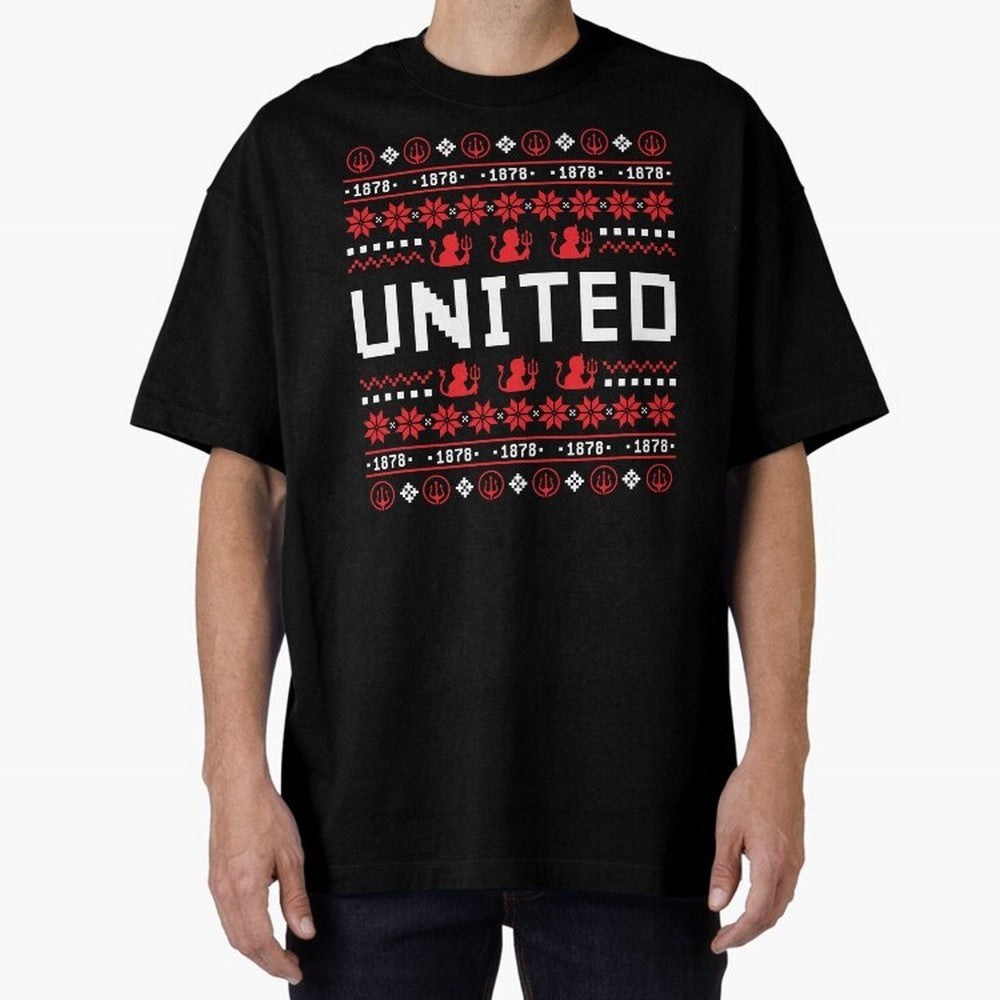 Manchester United Christmas Oversized T-Shirt Create FIFA World Cup 2026 Group Stage for Fans of Messi, CR7 and Mbappe and England, Bringing Football Passion, Legendary Performances, Festival Vibes and Supporter Community; Ideal for Passionate Fans