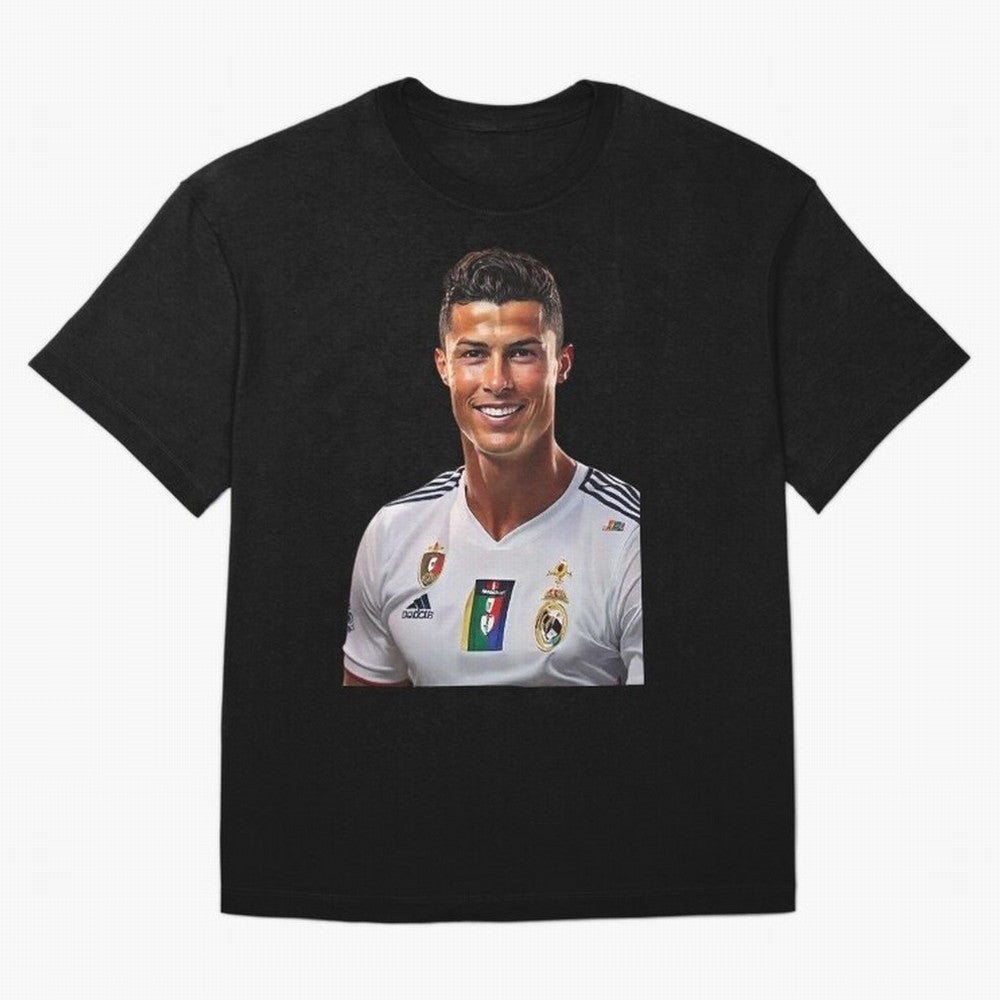 smiling Cristiano Ronaldo Oversized T-Shirt Bring a Vintage Feel to Match Day Hype around FIFA World Cup 2026, CR7, Germany, Worldwide Fan Energy, Dramatic Goals, Stadium Lights and Championship Celebrations; Made for Die Hard Supporters, Soccer