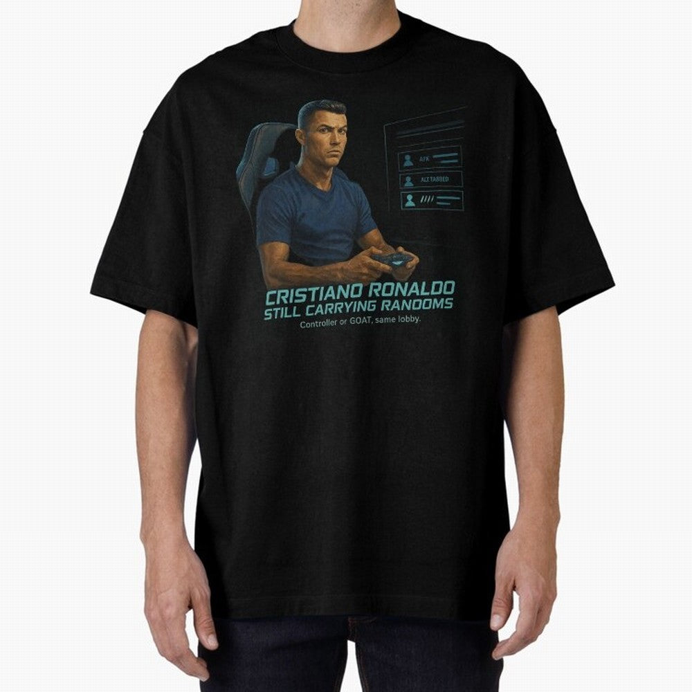 Cristiano Gamer Mode ¡ª Still Carrying Randoms Oversized T-Shirt Create FIFA World Cup 2026 Group Stage for Fans of Messi, CR7 and Mbappe and England, Bringing Football Passion, Legendary Performances, Festival Vibes and Supporter Community; Ideal