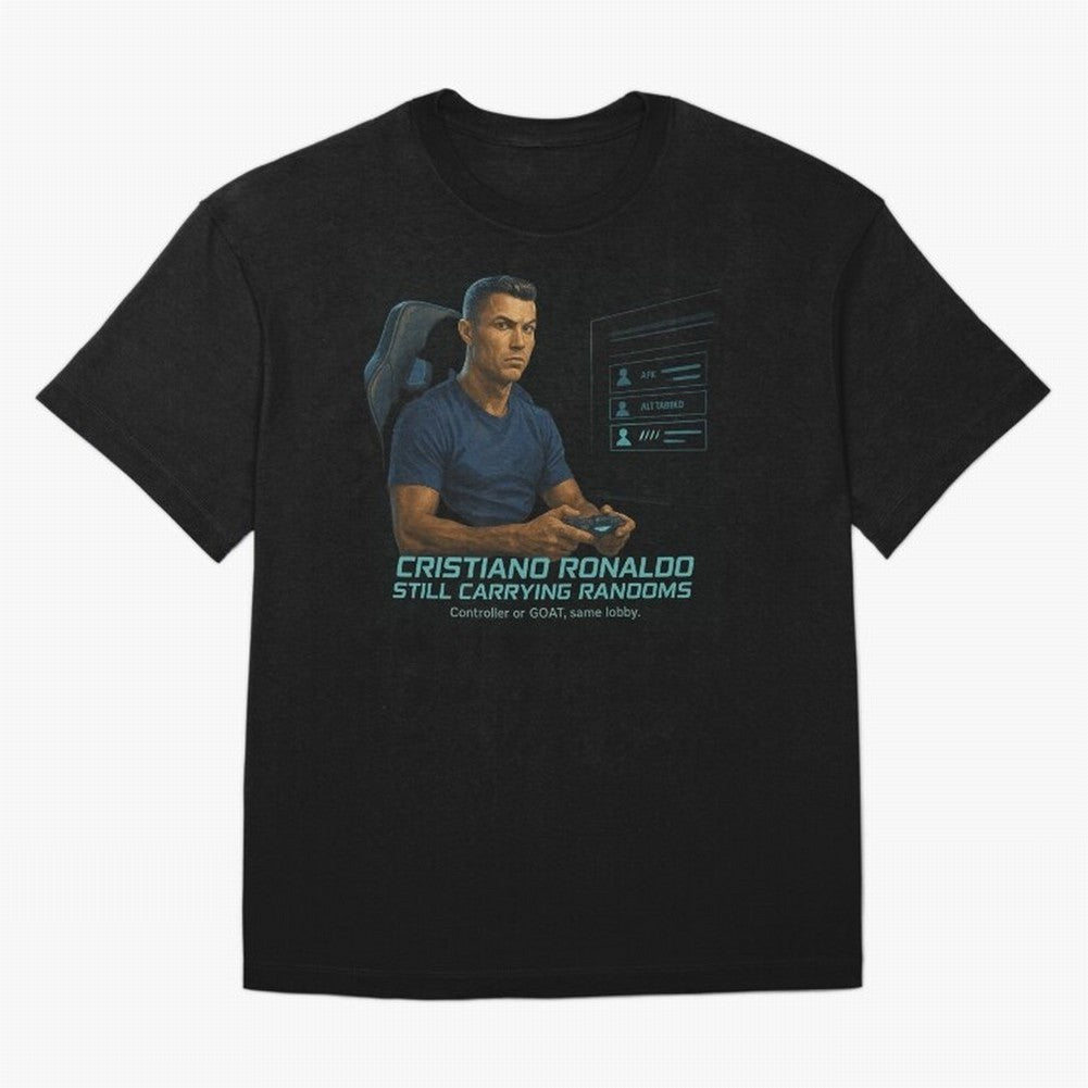 Cristiano Gamer Mode ¡ª Still Carrying Randoms Oversized T-Shirt Create FIFA World Cup 2026 Group Stage for Fans of Messi, CR7 and Mbappe and England, Bringing Football Passion, Legendary Performances, Festival Vibes and Supporter Community; Ideal