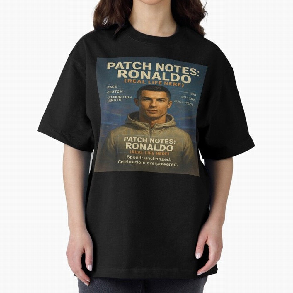 Patch Notes Cristiano Ronaldo ¡ª Real Life Nerf Football Gamer Oversized T-Shirt Remember FIFA World Cup 2026 Group Stage for Fans of Cristiano Ronaldo, Haaland and CR7 and Argentina, Bringing Stadium Memories, Football Loyalty, International
