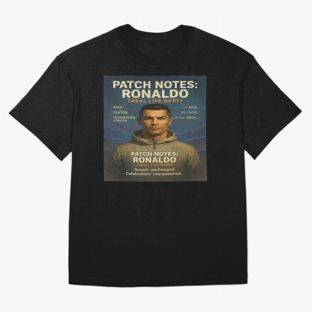 Patch Notes Cristiano Ronaldo ¡ª Real Life Nerf Football Gamer Oversized T-Shirt Remember FIFA World Cup 2026 Group Stage for Fans of Cristiano Ronaldo, Haaland and CR7 and Argentina, Bringing Stadium Memories, Football Loyalty, International