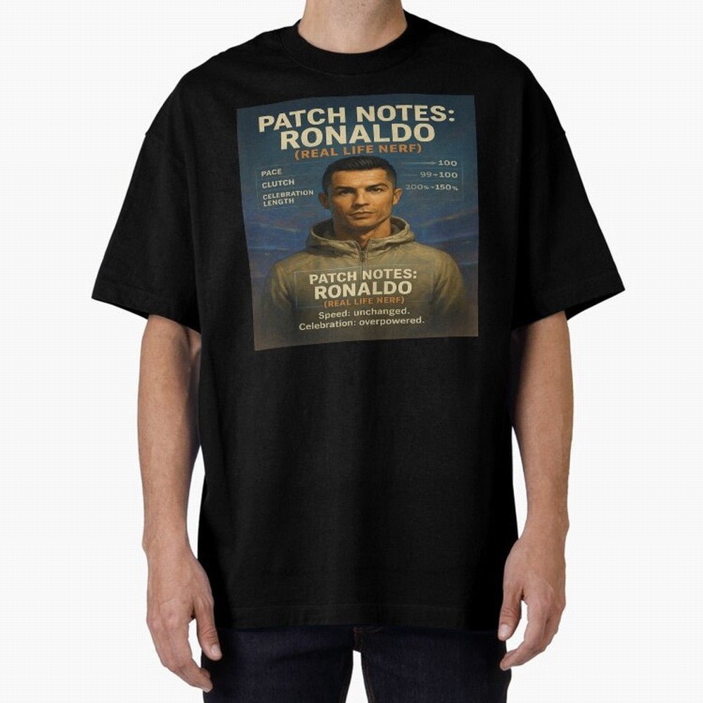 Patch Notes Cristiano Ronaldo ¡ª Real Life Nerf Football Gamer Oversized T-Shirt Remember FIFA World Cup 2026 Group Stage for Fans of Cristiano Ronaldo, Haaland and CR7 and Argentina, Bringing Stadium Memories, Football Loyalty, International