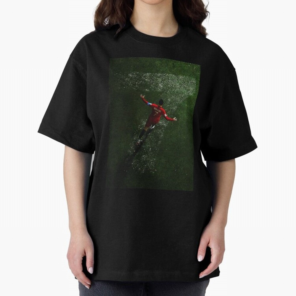 CR7 The G.O.A.T. Football Art - Cristiano Ronaldo Oversized T-Shirt Capture Stadium Memories from the FIFA World Cup 2026 Journey through Messi and Cristiano Ronaldo Highlights, France Pride, Match Day Excitement, Supporter Culture, Golden Goals