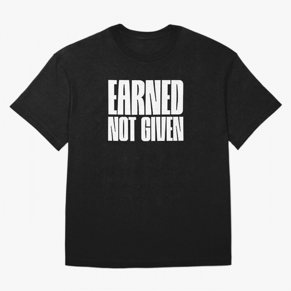 Earned not given white Oversized T-Shirt Carry Match Day Hype around FIFA World Cup 2026, CR7 and Messi, Germany, Classic Soccer Heritage, Championship Pressure, Fan Loyalty and International Pride; Great for Watch Parties, Sports Bars, Family
