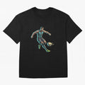 Cyberpunk Cristiano Ronaldo: Futuristic CR7 Kicking Glowing Soccer Ball Fan Art Oversized T-Shirt Bring Champion Energy into the FIFA World Cup 2026 Journey through Messi Highlights, England and Germany Pride, Retro Football Energy, Iconic