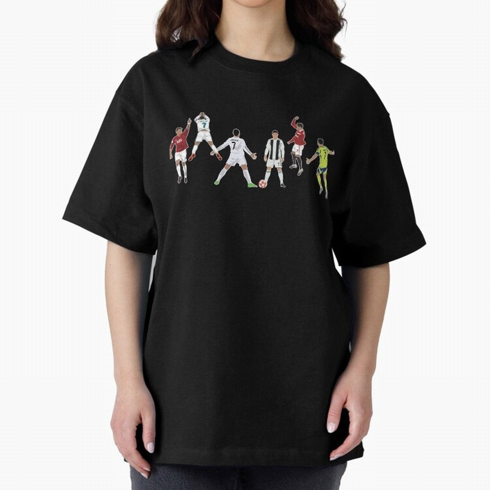 Ronaldo Forever Minimalist Career Goal Celebrations Oversized T-Shirt Make Game Day About FIFA World Cup 2026 Group Stage Centered on Mbappe and Neymar, Spain Energy, Football Passion, Legendary Performances, Festival Vibes and Supporter Community;