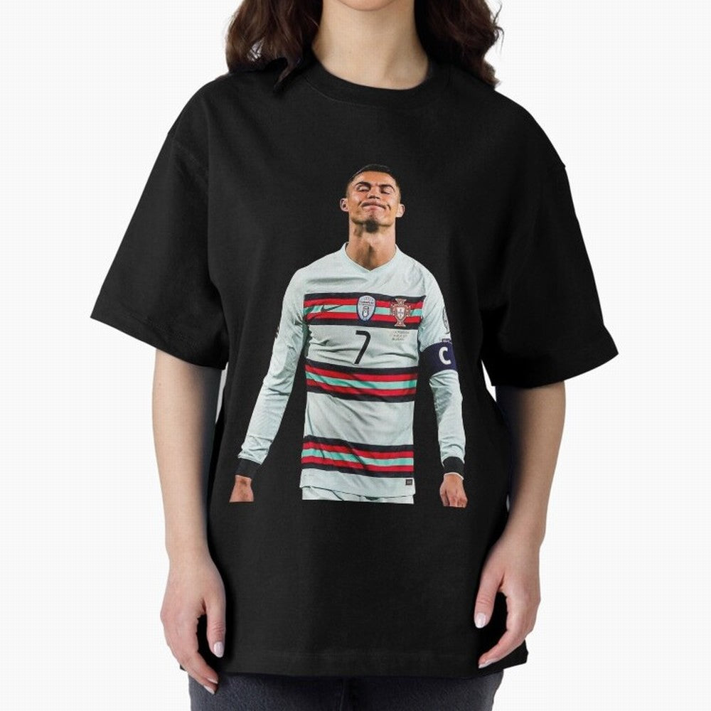 Cristiano Ronaldo Design Oversized T-Shirt Keep Football History Alive during Global Football Passion for FIFA World Cup 2026, Highlighting Messi, Brazil, Supporter Pride, Iconic Celebrations, Legendary Names and Global Match Day Energy; Ideal for