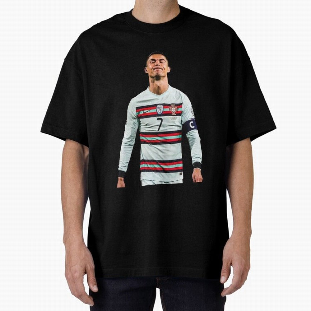 Cristiano Ronaldo Design Oversized T-Shirt Keep Football History Alive during Global Football Passion for FIFA World Cup 2026, Highlighting Messi, Brazil, Supporter Pride, Iconic Celebrations, Legendary Names and Global Match Day Energy; Ideal for