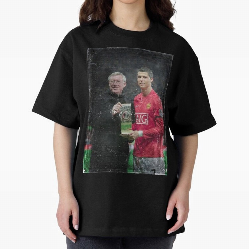 Cristiano Ronaldo and Sir Alex Ferguson Oversized T-Shirt Celebrate the Biggest Stage of FIFA World Cup 2026 for Fans of CR7 and France and Portugal, Bringing Stadium Memories, Football Loyalty, International Chants and Championship Tradition; Made