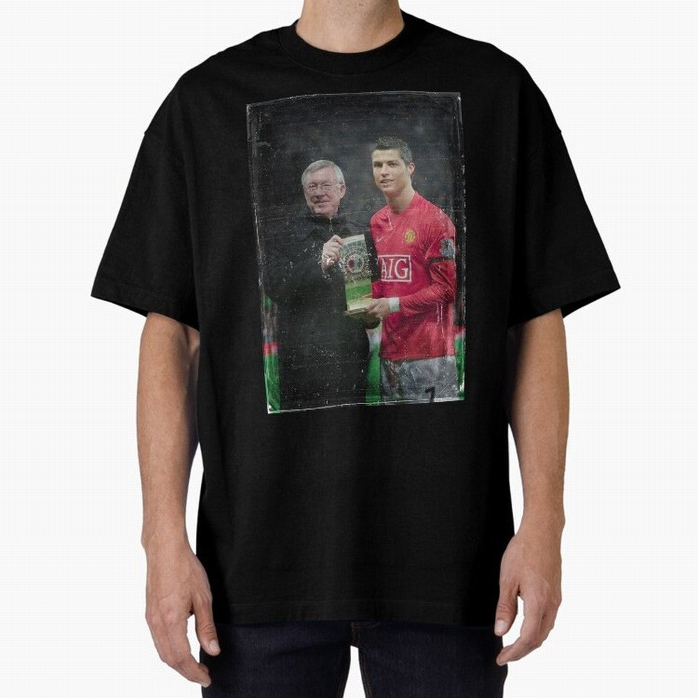 Cristiano Ronaldo and Sir Alex Ferguson Oversized T-Shirt Celebrate the Biggest Stage of FIFA World Cup 2026 for Fans of CR7 and France and Portugal, Bringing Stadium Memories, Football Loyalty, International Chants and Championship Tradition; Made
