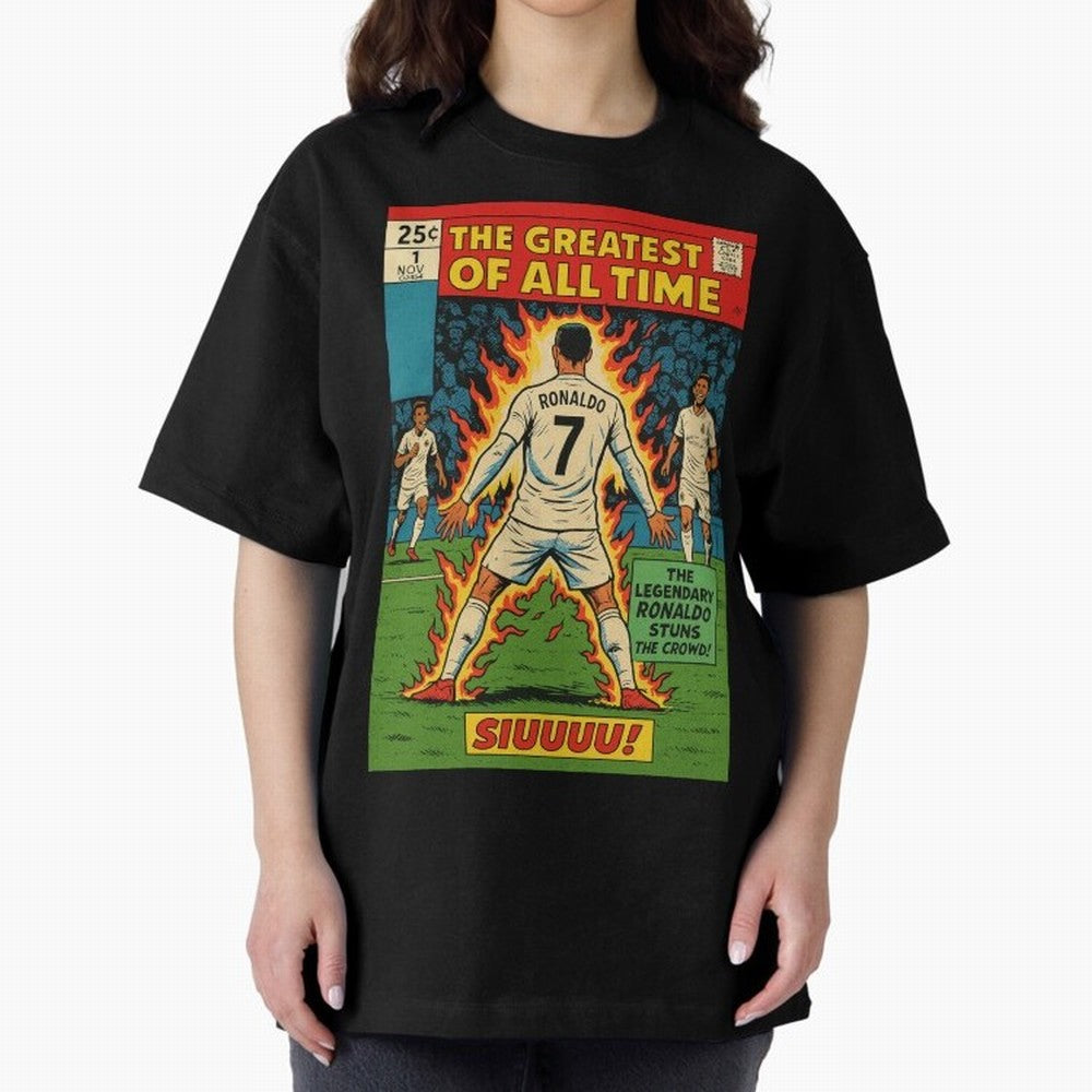 CR7 comic cover Oversized T-Shirt Support the Legends of Global Football Passion for FIFA World Cup 2026, Inspired by CR7, Spain, Football Festival Excitement, Trophy Ambitions, Country Rivalries and Star Player Buzz; Built for Supporters Chasing