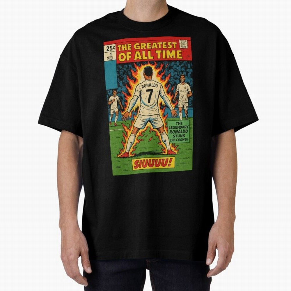 CR7 comic cover Oversized T-Shirt Support the Legends of Global Football Passion for FIFA World Cup 2026, Inspired by CR7, Spain, Football Festival Excitement, Trophy Ambitions, Country Rivalries and Star Player Buzz; Built for Supporters Chasing