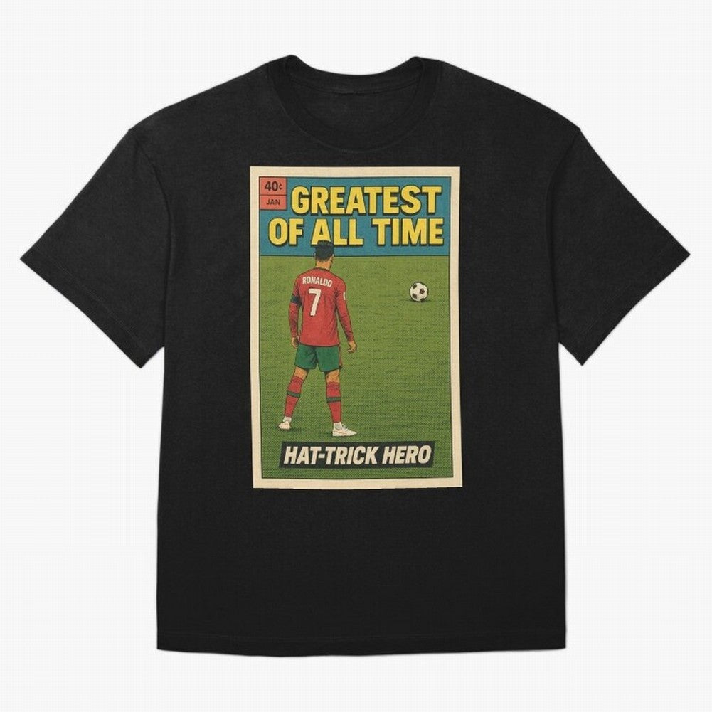 CR7 Comic Oversized T-Shirt Follow the Road to the FIFA World Cup 2026 USA Canada Mexico Journey through Cristiano Ronaldo, Haaland and CR7 Highlights, Argentina, France and Brazil Pride, Football Festival Excitement, Trophy Ambitions, Country