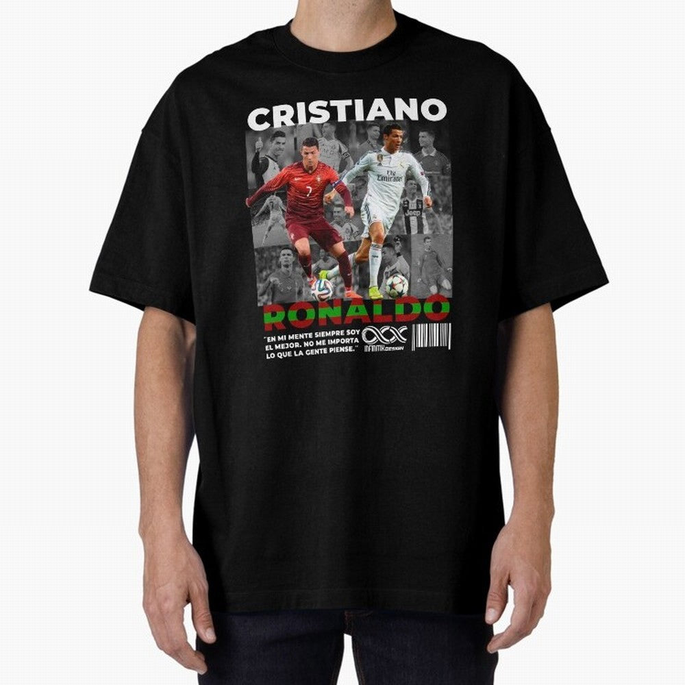 Cristiano Ronaldo Collage Oversized T-Shirt Share the Excitement of FIFA World Cup 2026 Group Stage for Fans of Haaland and England, Bringing Championship Spirit, Famous Goals, Roaring Crowds and International Football Unity; Ideal for Passionate