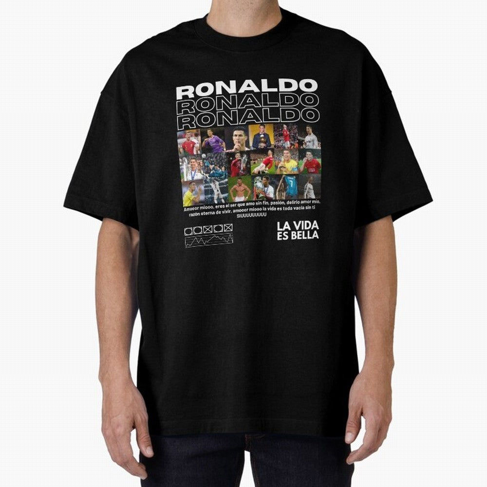 Cristiano Ronaldo CR7 Collage Oversized T-Shirt Carry the Dream of Match Day Hype around FIFA World Cup 2026 USA Canada Mexico, Cristiano Ronaldo, Spain and Netherlands, Champion Mindset, Group Stage Buzz, Knockout Tension and Passionate Fan