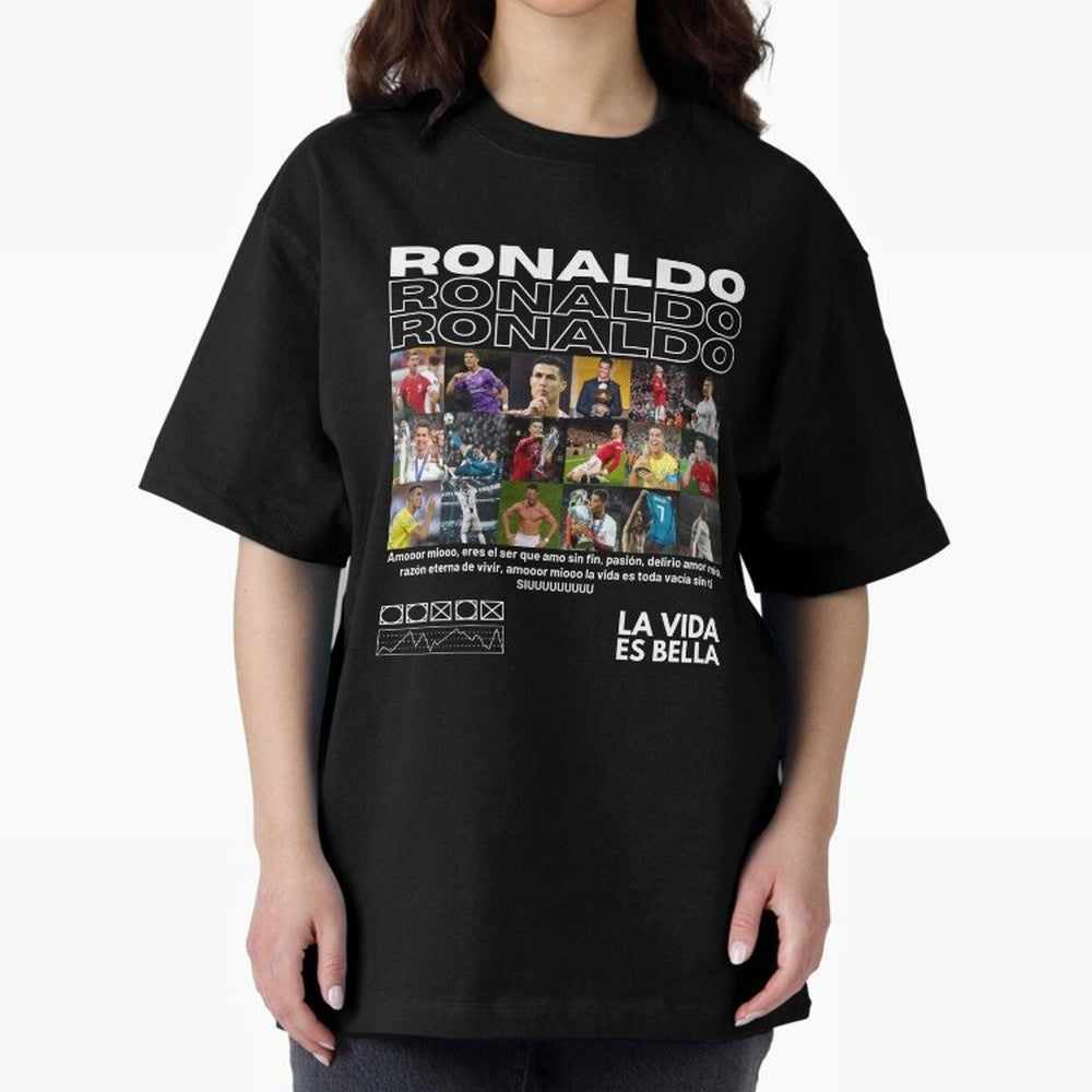 Cristiano Ronaldo CR7 Collage Oversized T-Shirt Carry the Dream of Match Day Hype around FIFA World Cup 2026 USA Canada Mexico, Cristiano Ronaldo, Spain and Netherlands, Champion Mindset, Group Stage Buzz, Knockout Tension and Passionate Fan