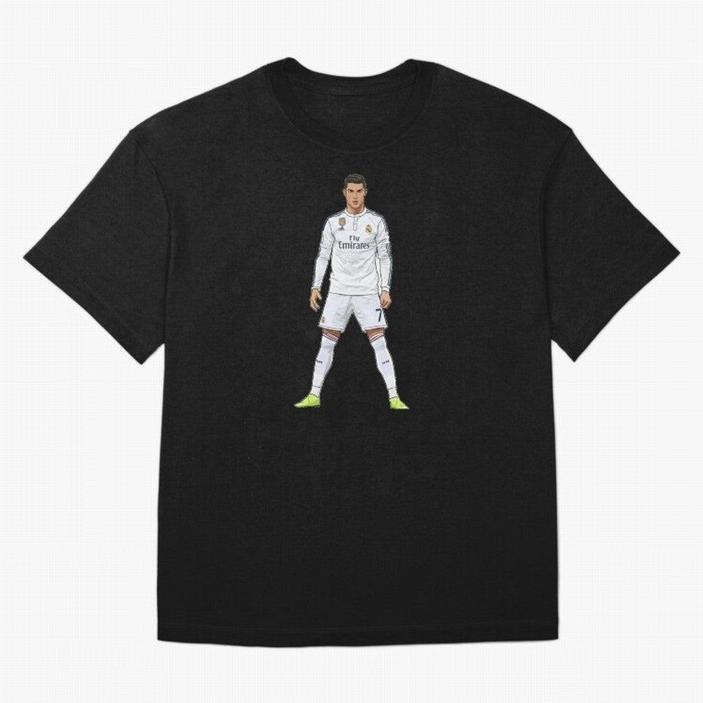 Cristiano Ronaldo at Madrid | Football Legend Oversized T-Shirt Celebrate the Stars of Match Day Hype around FIFA World Cup 2026 USA Canada Mexico, Mbappe, Netherlands, Classic Soccer Heritage, Championship Pressure, Fan Loyalty and International
