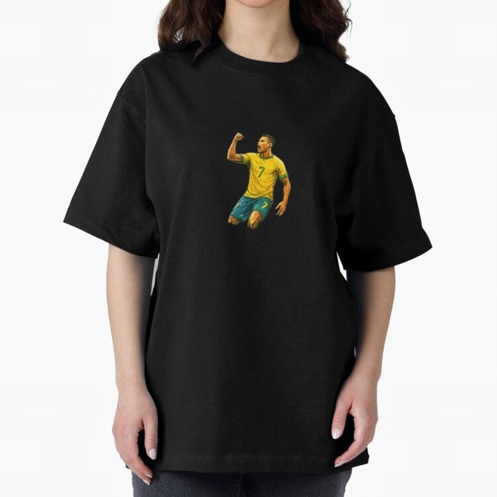 Energetic Soccer Celebration ¨C Number 7 Sketch Art Oversized T-Shirt Stand with FIFA World Cup 2026 USA Canada Mexico for Fans of Cristiano Ronaldo and Argentina and Brazil, Bringing Stadium Chants, National Pride, Trophy Dreams and Unforgettable