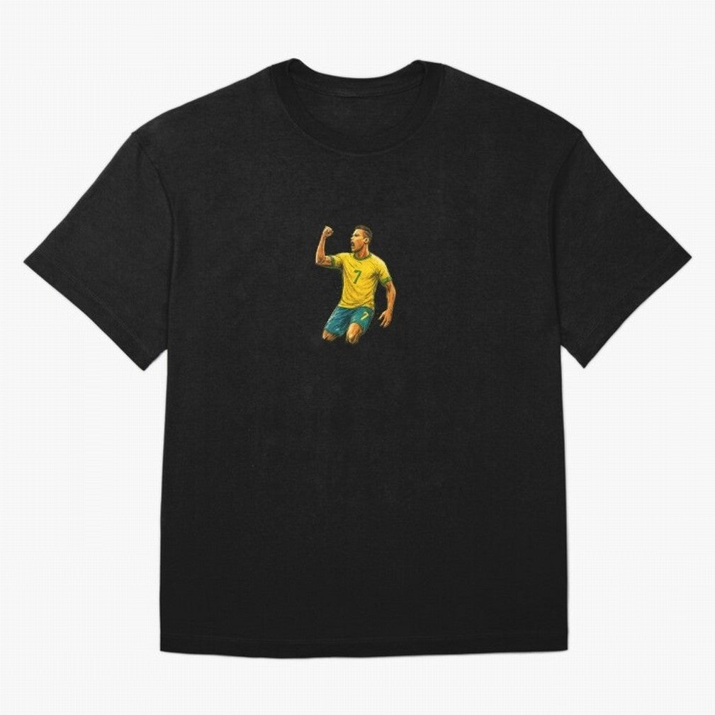 Energetic Soccer Celebration ¨C Number 7 Sketch Art Oversized T-Shirt Stand with FIFA World Cup 2026 USA Canada Mexico for Fans of Cristiano Ronaldo and Argentina and Brazil, Bringing Stadium Chants, National Pride, Trophy Dreams and Unforgettable