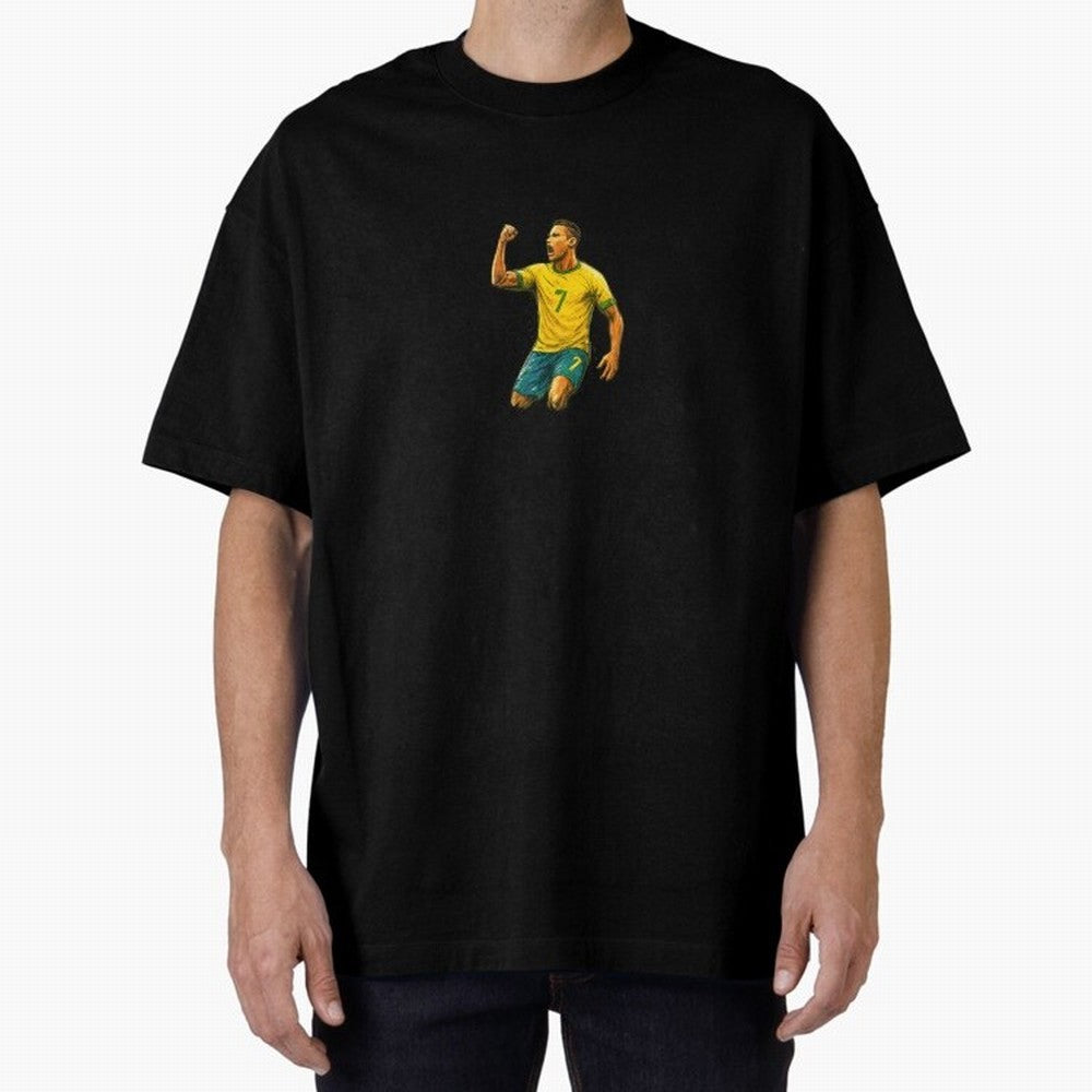 Energetic Soccer Celebration ¨C Number 7 Sketch Art Oversized T-Shirt Stand with FIFA World Cup 2026 USA Canada Mexico for Fans of Cristiano Ronaldo and Argentina and Brazil, Bringing Stadium Chants, National Pride, Trophy Dreams and Unforgettable