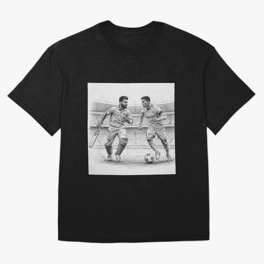 Virat Kohli and Cristiano Ronaldo Oversized T-Shirt Create the FIFA World Cup 2026 Group Stage Journey through Haaland Highlights, Brazil Pride, Champion Mindset, Group Stage Buzz, Knockout Tension and Passionate Fan Culture; Great for Supporters