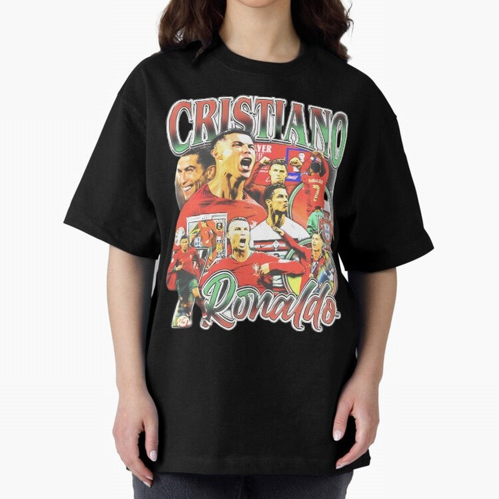 Cristiano Ronaldo Oversized T-Shirt Represent Football Lovers during Global Football Passion for FIFA World Cup 2026, Filled with Mbappe and Neymar, Portugal, Spain and Germany, Champion Mindset, Group Stage Buzz, Knockout Tension and Passionate
