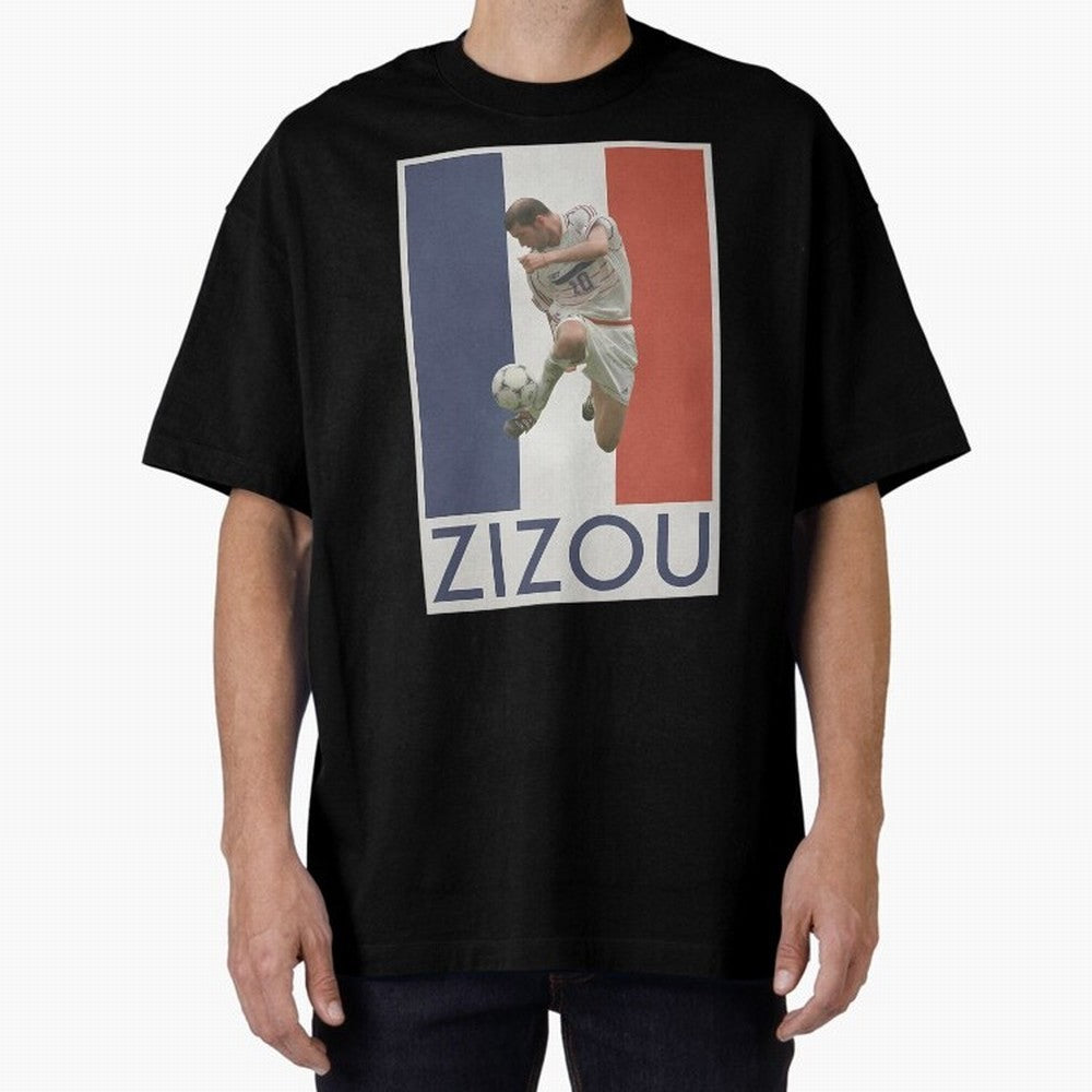 Football - Zidane Oversized T-Shirt Live the Energy of FIFA World Cup 2026 Group Stage Spirit, Celebrating Argentina and Brazil, Messi, CR7 and Mbappe, Vintage Soccer Flavor, Modern Football Stars, National Flags and Final Night Emotion; Ideal for