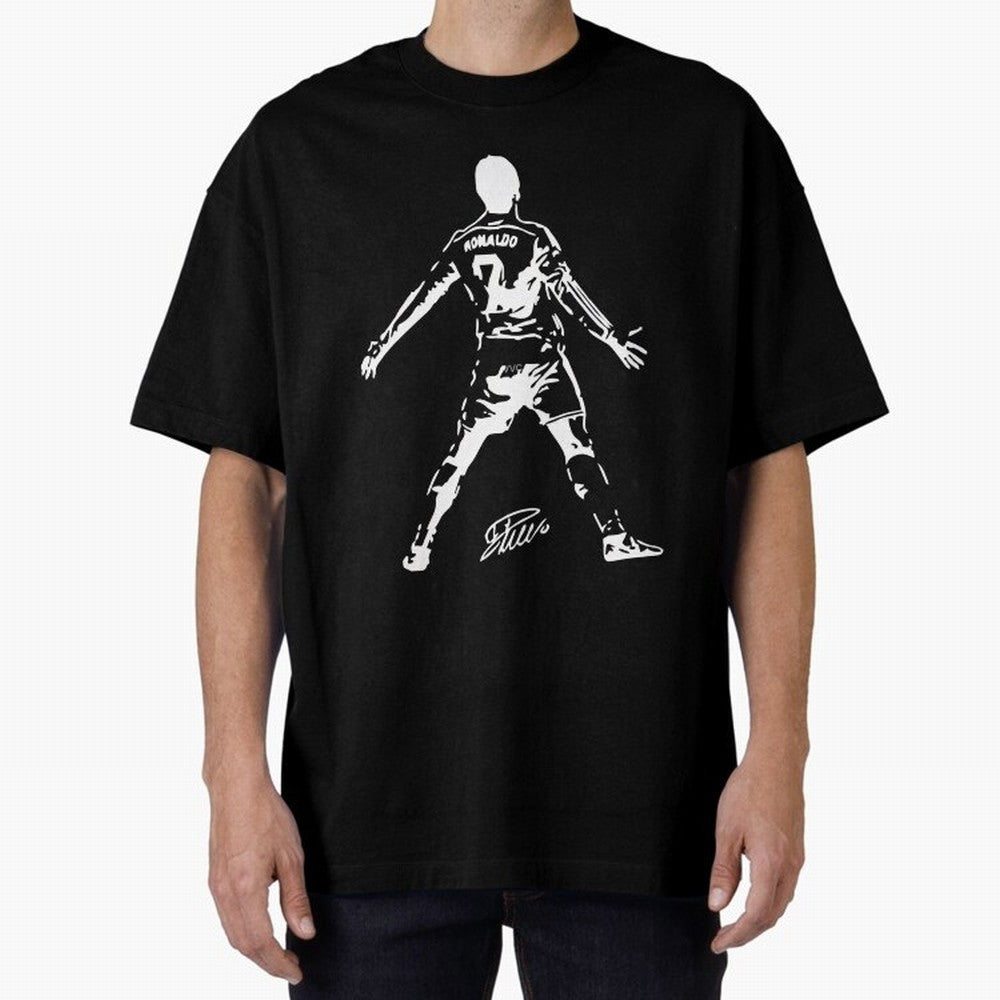 Retro Football Player Celebration Silhouette Artwork For Men And Gift For Soccer Fans Oversized T-Shirt Capture Stadium Memories from FIFA World Cup 2026 USA Canada Mexico for Fans of Messi, Neymar and Mbappe and Germany, Bringing Global Supporter