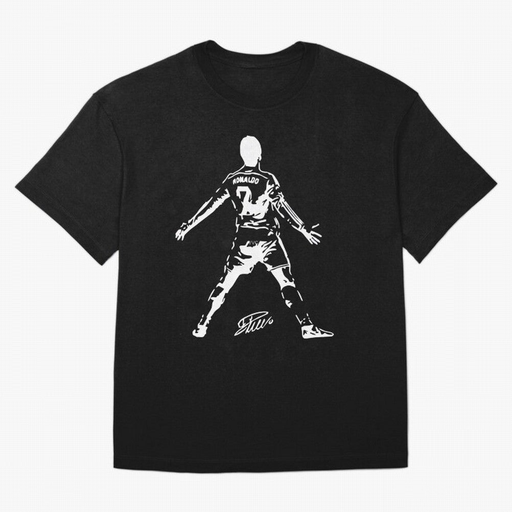 Retro Football Player Celebration Silhouette Artwork For Men And Gift For Soccer Fans Oversized T-Shirt Capture Stadium Memories from FIFA World Cup 2026 USA Canada Mexico for Fans of Messi, Neymar and Mbappe and Germany, Bringing Global Supporter