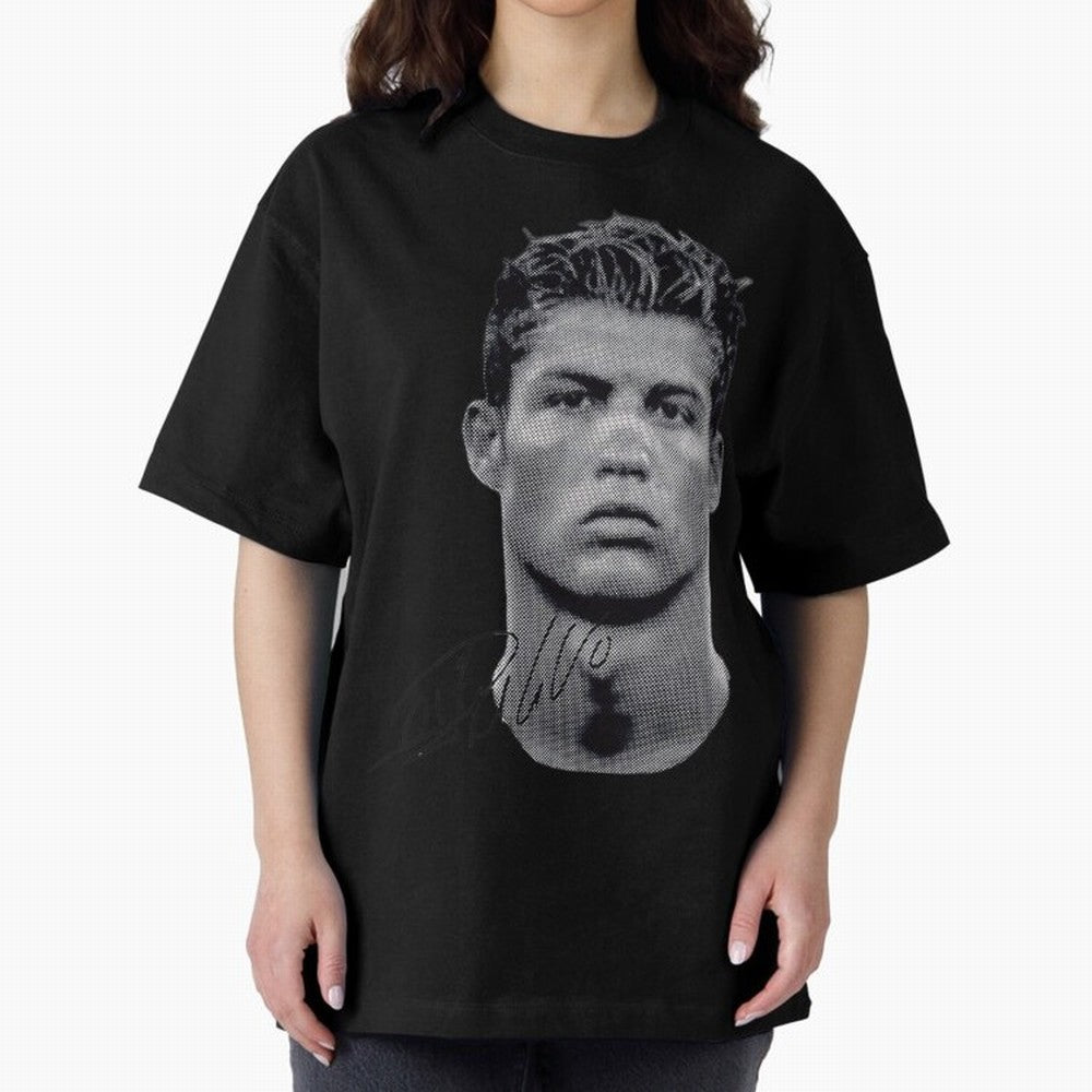 Retro Football Legend Portrait Illustration For Men And Gift For Soccer Fans Oversized T-Shirt Embrace Global Football Passion for FIFA World Cup 2026, Featuring Neymar, Spain and Netherlands, Sports Nostalgia, International Competition, Famous