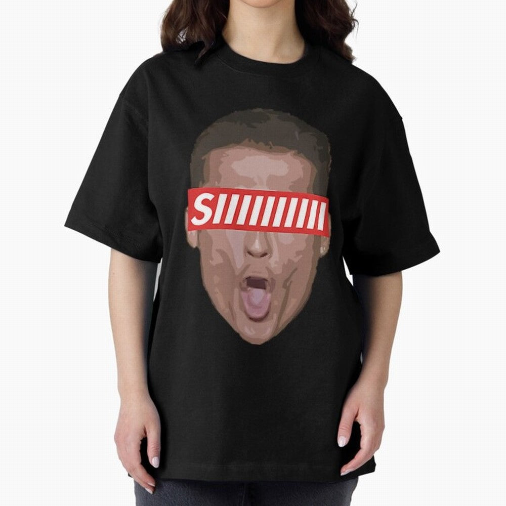 Funny Soccer Player Celebration Shout Illustration For Men, Gift For Football Fans Oversized T-Shirt Show Support during FIFA World Cup 2026 USA Canada Mexico Spirit, Filled with Argentina, France and Brazil, CR7 and Messi, Soccer Culture,