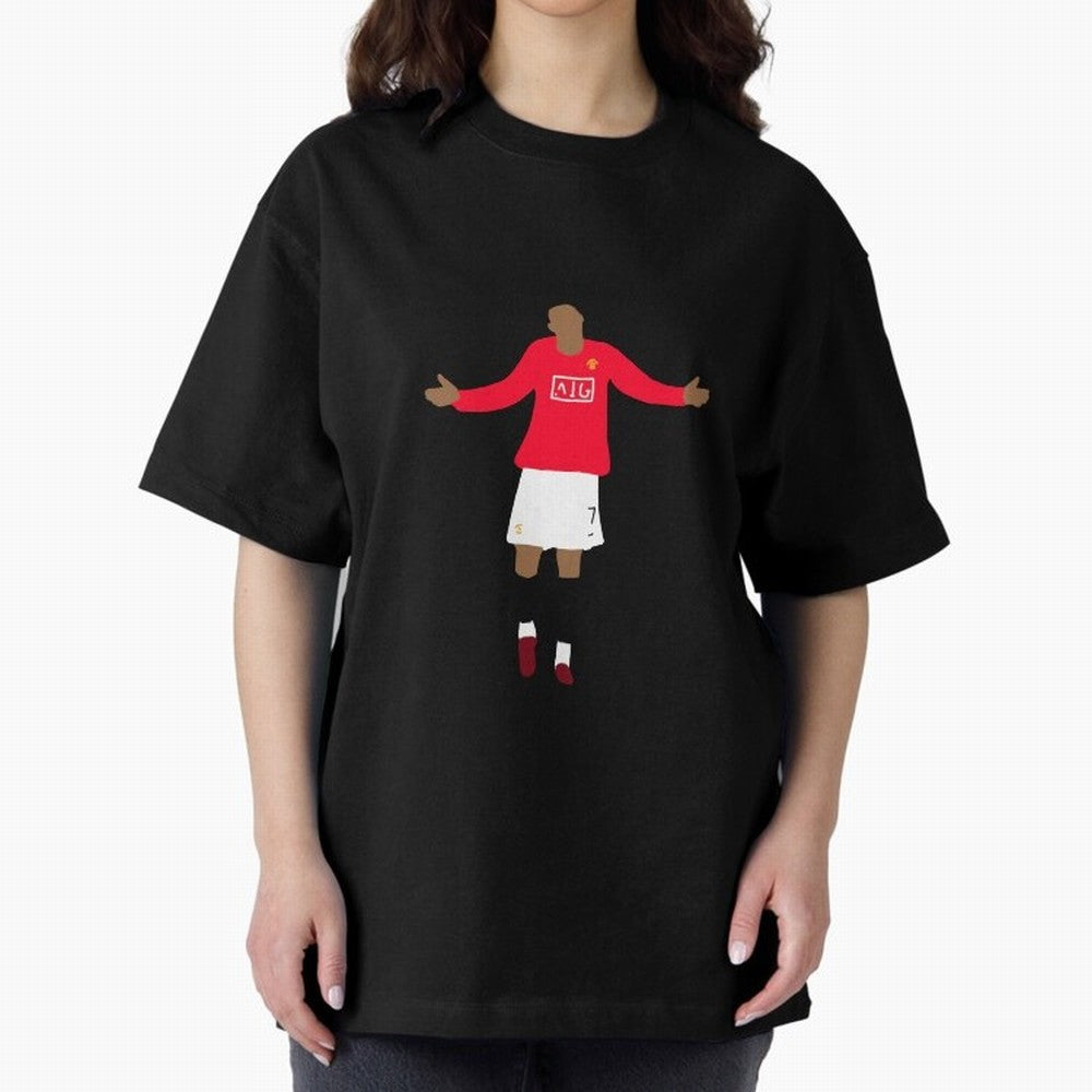 Cristiano Ronaldo Goal Celebration Illustration Oversized T-Shirt Represent Football Lovers during Global Football Passion for FIFA World Cup 2026, Highlighting Neymar, Haaland and Cristiano Ronaldo, Spain and Netherlands, Vintage Soccer Flavor,