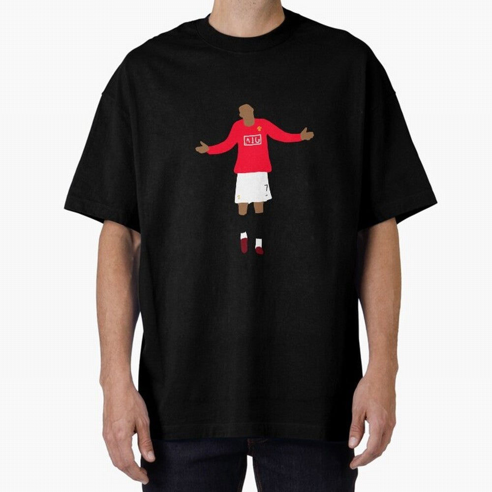 Cristiano Ronaldo Goal Celebration Illustration Oversized T-Shirt Represent Football Lovers during Global Football Passion for FIFA World Cup 2026, Highlighting Neymar, Haaland and Cristiano Ronaldo, Spain and Netherlands, Vintage Soccer Flavor,