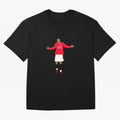 Cristiano Ronaldo Goal Celebration Illustration Oversized T-Shirt Represent Football Lovers during Global Football Passion for FIFA World Cup 2026, Highlighting Neymar, Haaland and Cristiano Ronaldo, Spain and Netherlands, Vintage Soccer Flavor,