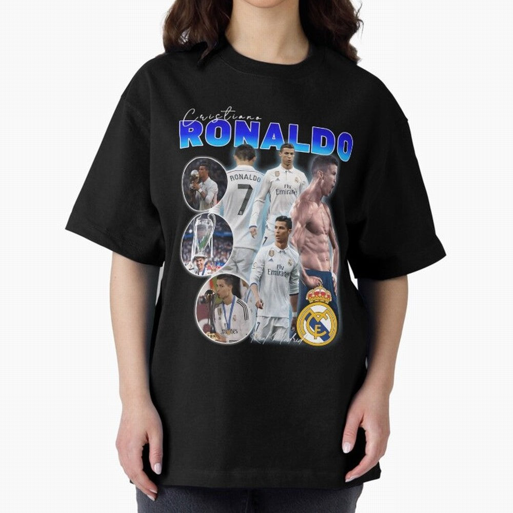 CR7 Real Madrid Poster ¨C For Football Fans and Gift For Ronaldo Supporters Oversized T-Shirt Celebrate Golden Goal Energy in FIFA World Cup 2026 for Fans of Messi, CR7 and Mbappe and Spain and Netherlands, Bringing Match Day Excitement, Supporter