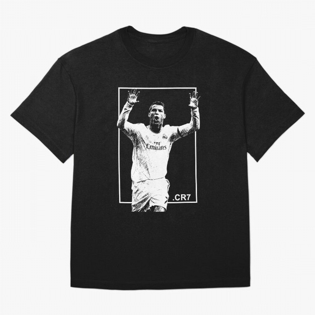 Cristiano Ronaldo CR7 in Black and White Design Oversized T-Shirt Treasure FIFA World Cup 2026 Group Stage Featuring Haaland, Brazil Energy, Vintage Soccer Flavor, Modern Football Stars, National Flags and Final Night Emotion; Made for Die Hard