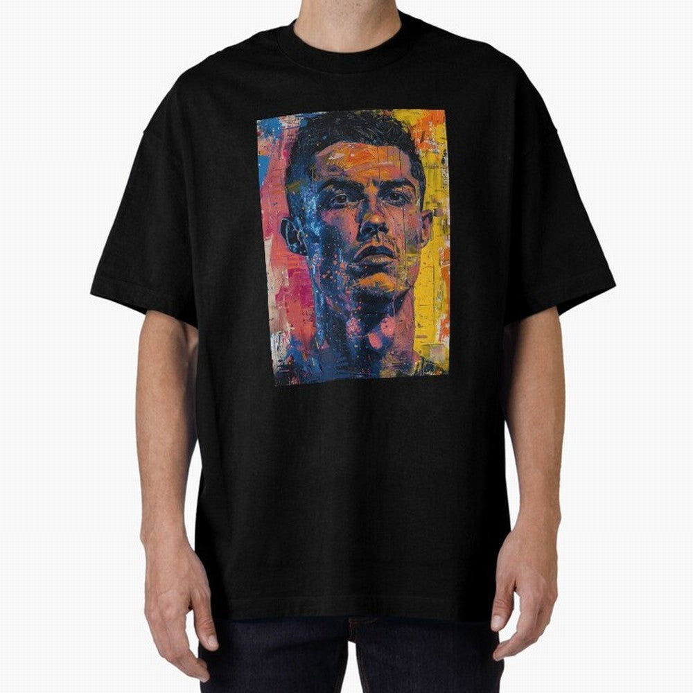 Cristiano Ronaldo illustration Oversized T-Shirt Fuel Your Fan Pride for FIFA World Cup 2026 USA Canada Mexico Spirit, Made for Portugal, Messi, Neymar and Mbappe, Supporter Pride, Iconic Celebrations, Legendary Names and Global Match Day Energy;