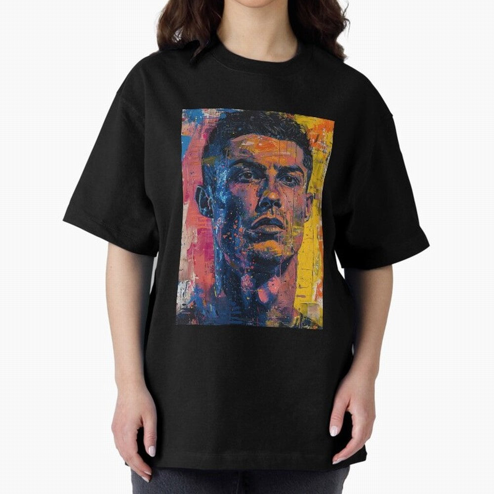 Cristiano Ronaldo illustration Oversized T-Shirt Fuel Your Fan Pride for FIFA World Cup 2026 USA Canada Mexico Spirit, Made for Portugal, Messi, Neymar and Mbappe, Supporter Pride, Iconic Celebrations, Legendary Names and Global Match Day Energy;