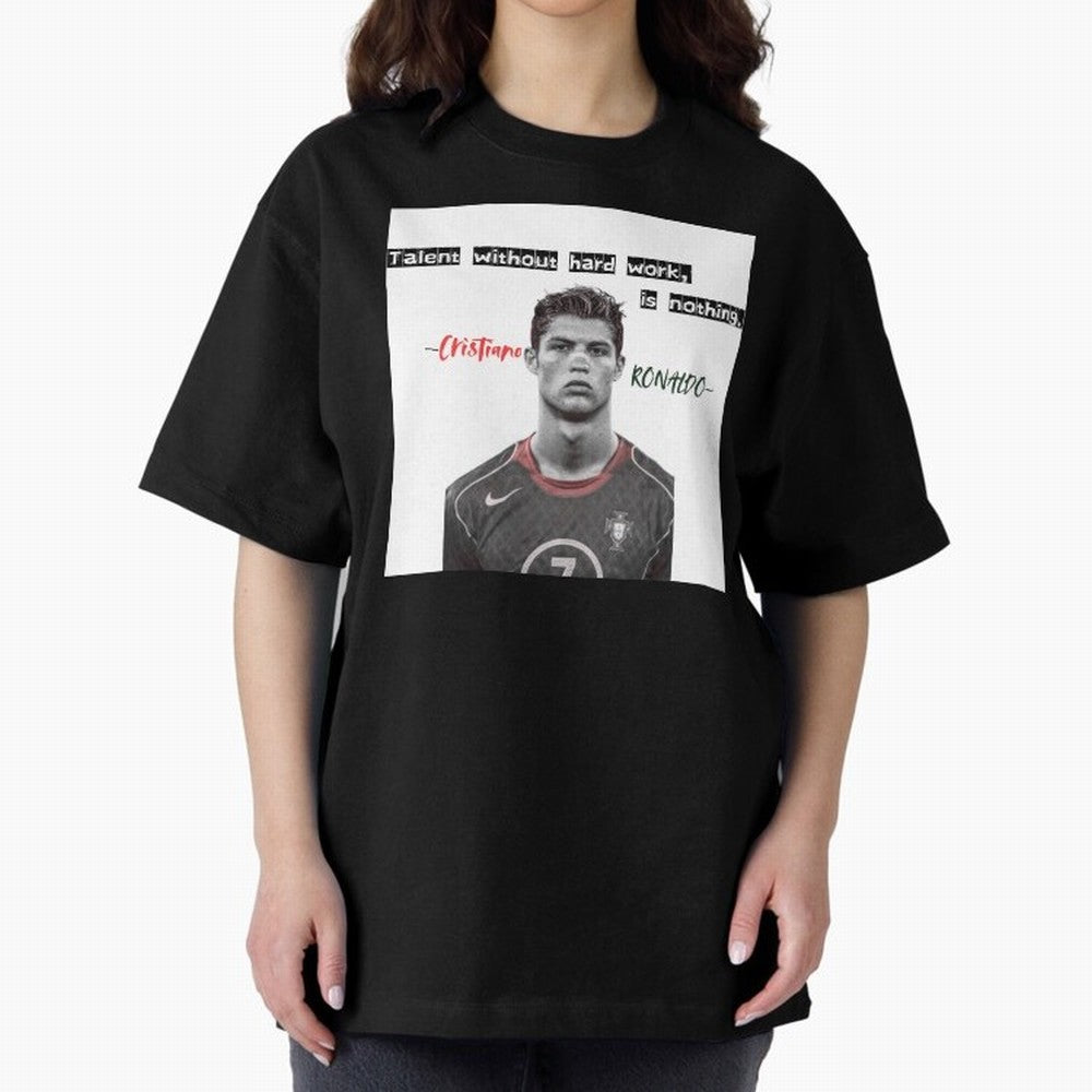 Cristiano Ronaldo - Dedication | NextLevel Motivation white Oversized T-Shirt Show Fan Pride Across FIFA World Cup 2026 Group Stage Spirit, Highlighting Germany, Haaland, Stadium Memories, Football Loyalty, International Chants and Championship
