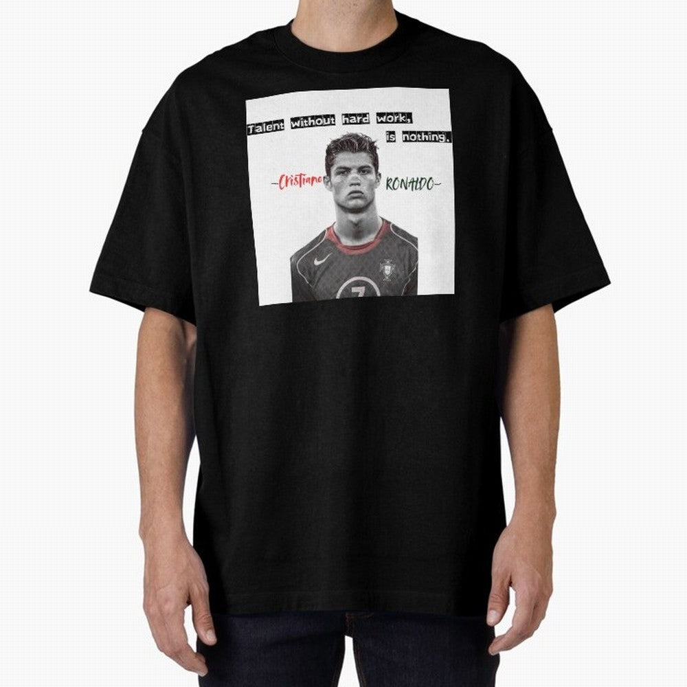 Cristiano Ronaldo - Dedication | NextLevel Motivation white Oversized T-Shirt Show Fan Pride Across FIFA World Cup 2026 Group Stage Spirit, Highlighting Germany, Haaland, Stadium Memories, Football Loyalty, International Chants and Championship