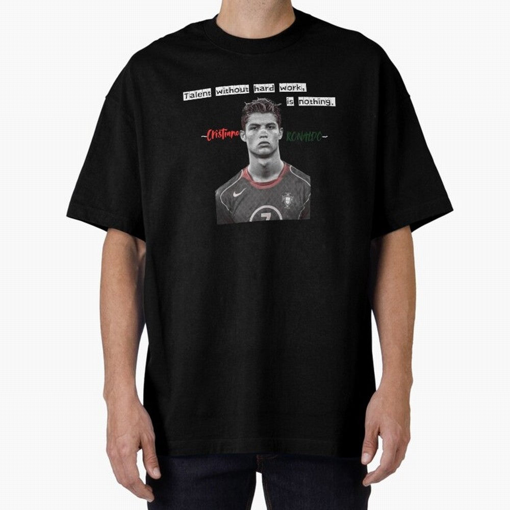 Cristiano Ronaldo - Dedication | NextLevel Motivation Oversized T-Shirt Fuel FIFA World Cup 2026 USA Canada Mexico Spirit, Celebrating France, Mbappe, Classic Soccer Heritage, Championship Pressure, Fan Loyalty and International Pride; Perfect for