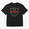 Ronaldo Emblem Sticker ¨C Gold Crest Parody Design Oversized T-Shirt Celebrate Supporters United by FIFA World Cup 2026 USA Canada Mexico Spirit, Filled with England, France and Netherlands, Cristiano Ronaldo, Worldwide Fan Energy, Dramatic Goals,