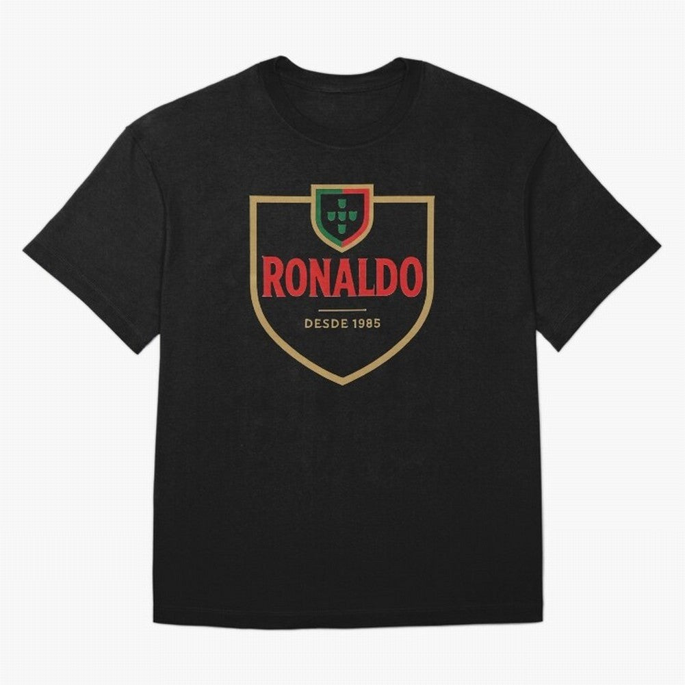 Ronaldo Emblem Sticker ¨C Gold Crest Parody Design Oversized T-Shirt Celebrate Supporters United by FIFA World Cup 2026 USA Canada Mexico Spirit, Filled with England, France and Netherlands, Cristiano Ronaldo, Worldwide Fan Energy, Dramatic Goals,