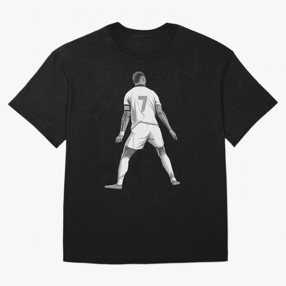 Cristiano Ronaldo Black and White Version Oversized T-Shirt Make Your Look Match FIFA World Cup 2026 Spirit, with England, France and Netherlands, Mbappe, Vintage Soccer Flavor, Modern Football Stars, National Flags and Final Night Emotion; Made
