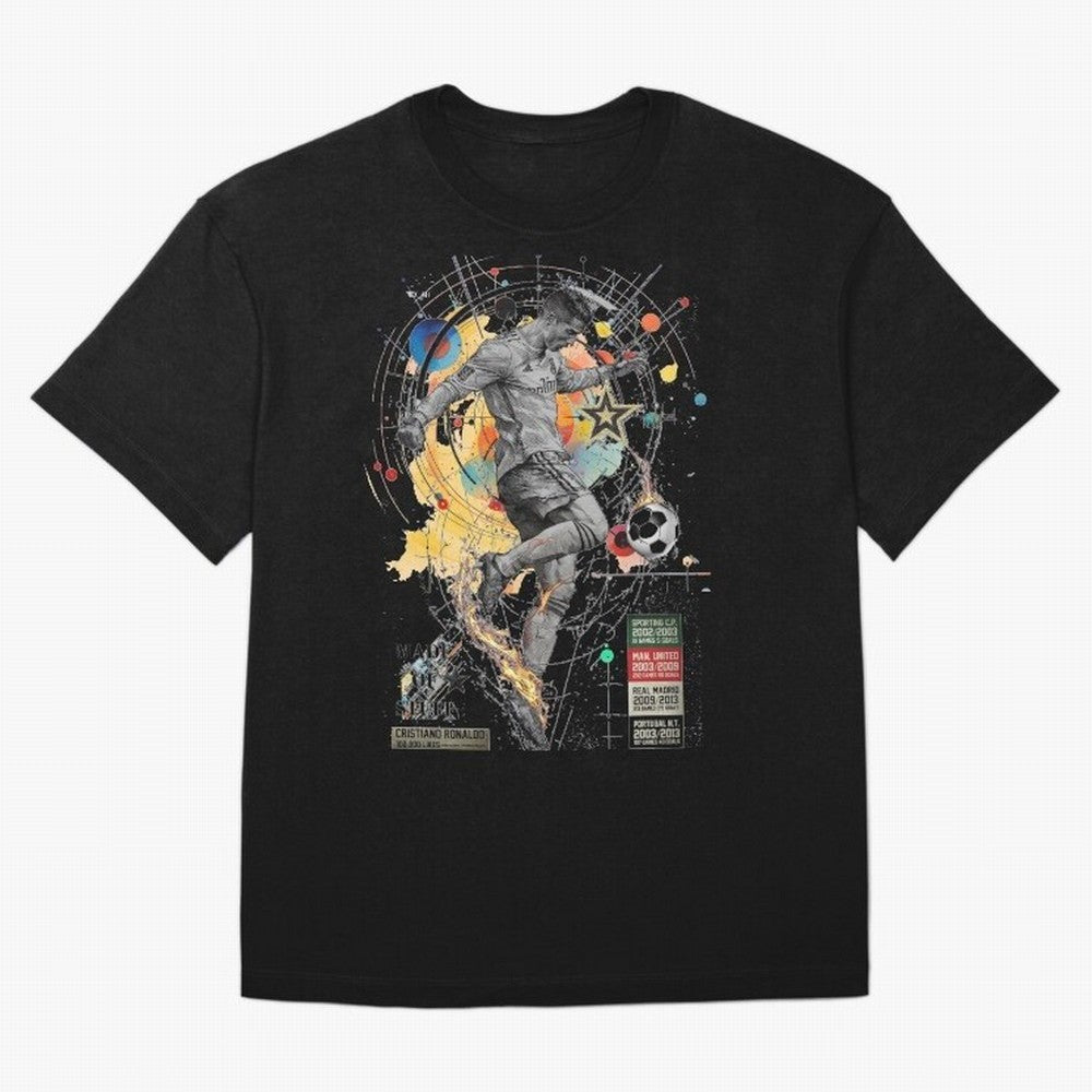 Cristiano Ronaldo Football Playmaker Oversized T-Shirt Represent the Passion of Match Day Hype around FIFA World Cup 2026 Group Stage, Mbappe and Neymar, Brazil, Portugal and Argentina, Classic Soccer Heritage, Championship Pressure, Fan Loyalty