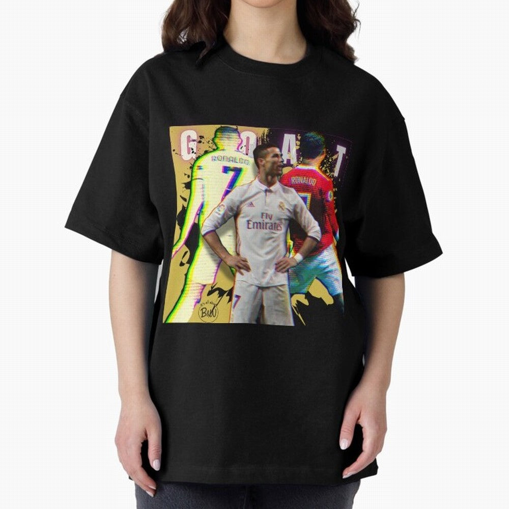 Cristiano Ronaldo ¨C The GOAT Era Tribute Oversized T-Shirt Turn Every Weekend Toward the FIFA World Cup 2026 Journey through Mbappe Highlights, Argentina, France and Brazil Pride, Football Festival Excitement, Trophy Ambitions, Country Rivalries
