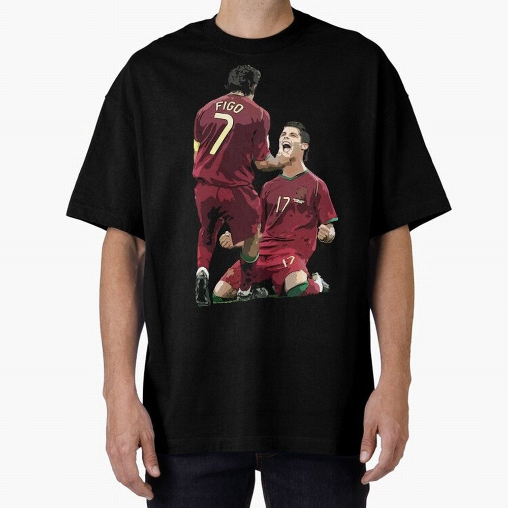 Luis Figo & Cristiano Ronaldo Oversized T-Shirt Experience Match Day Hype around FIFA World Cup 2026 USA Canada Mexico, CR7 and Messi, Brazil, Portugal and Argentina, Retro Football Energy, Iconic Rivalries, Trophy Chase Drama and Stadium